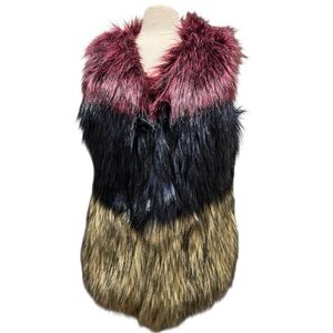 Cusp By Neiman Marcus Ombre Faux Fur Color Block Vest Size Medium